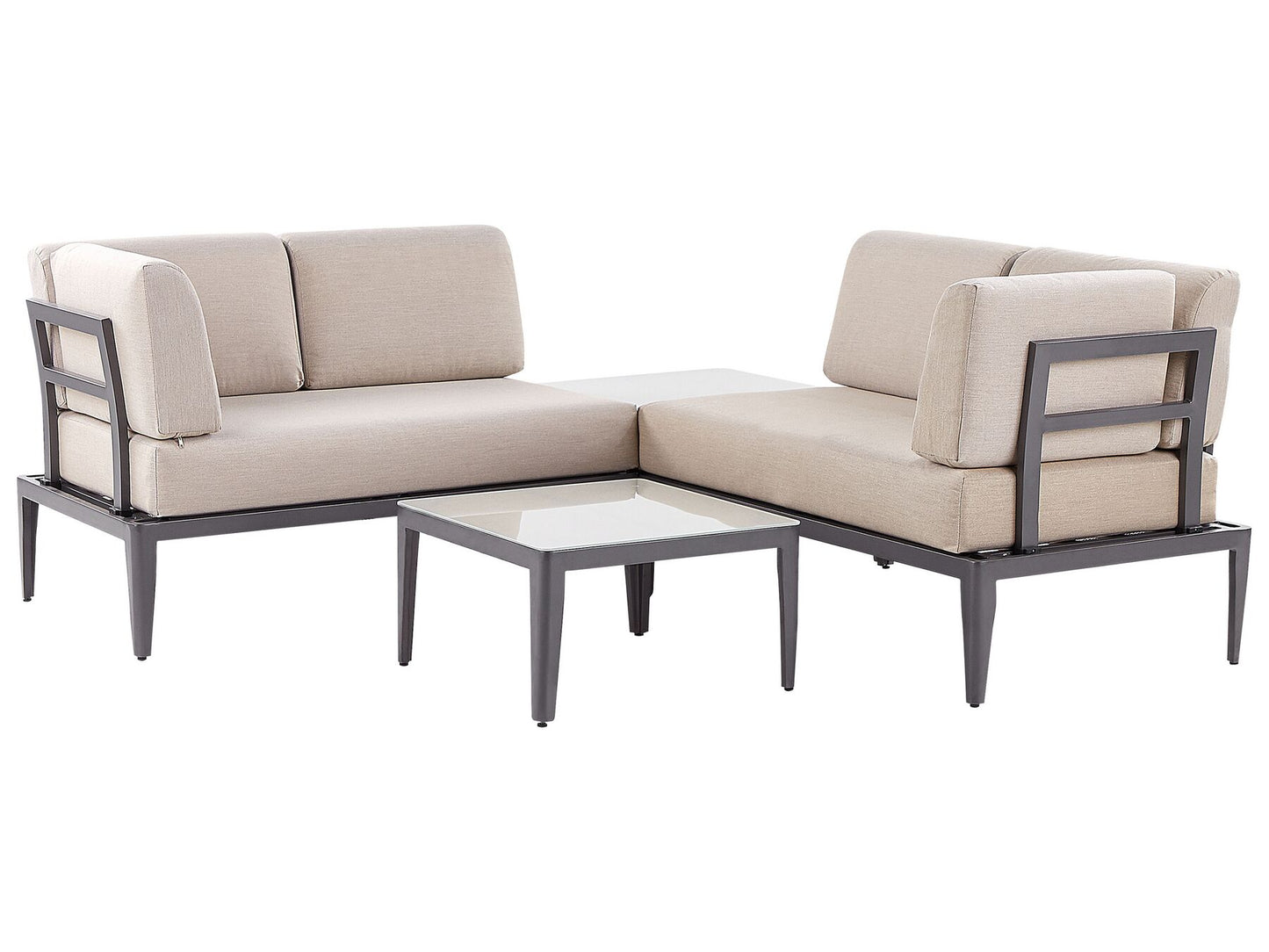 Garden Corner Sofa with Table 6 Seater RIMA III Left Hand Modular Metal Beige