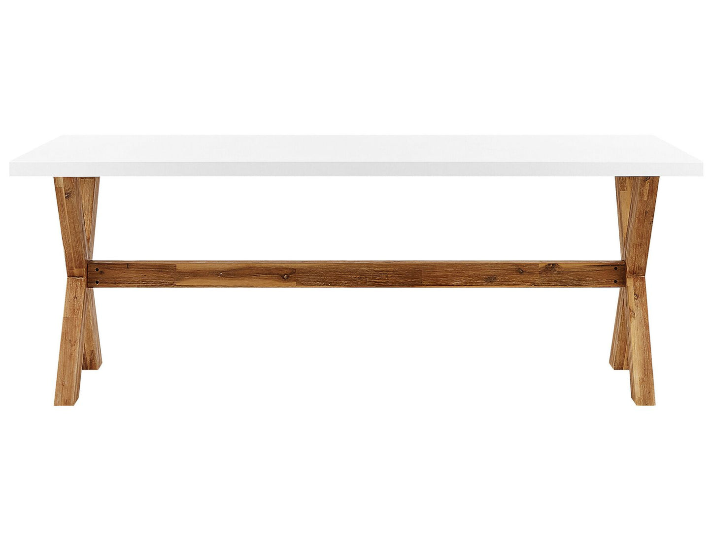 Garden Dining Set with Benches 6 Seater OLBIA Concrete White