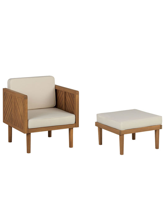 Garden Armchair with Ottoman BARATTI Acacia Wood Brown