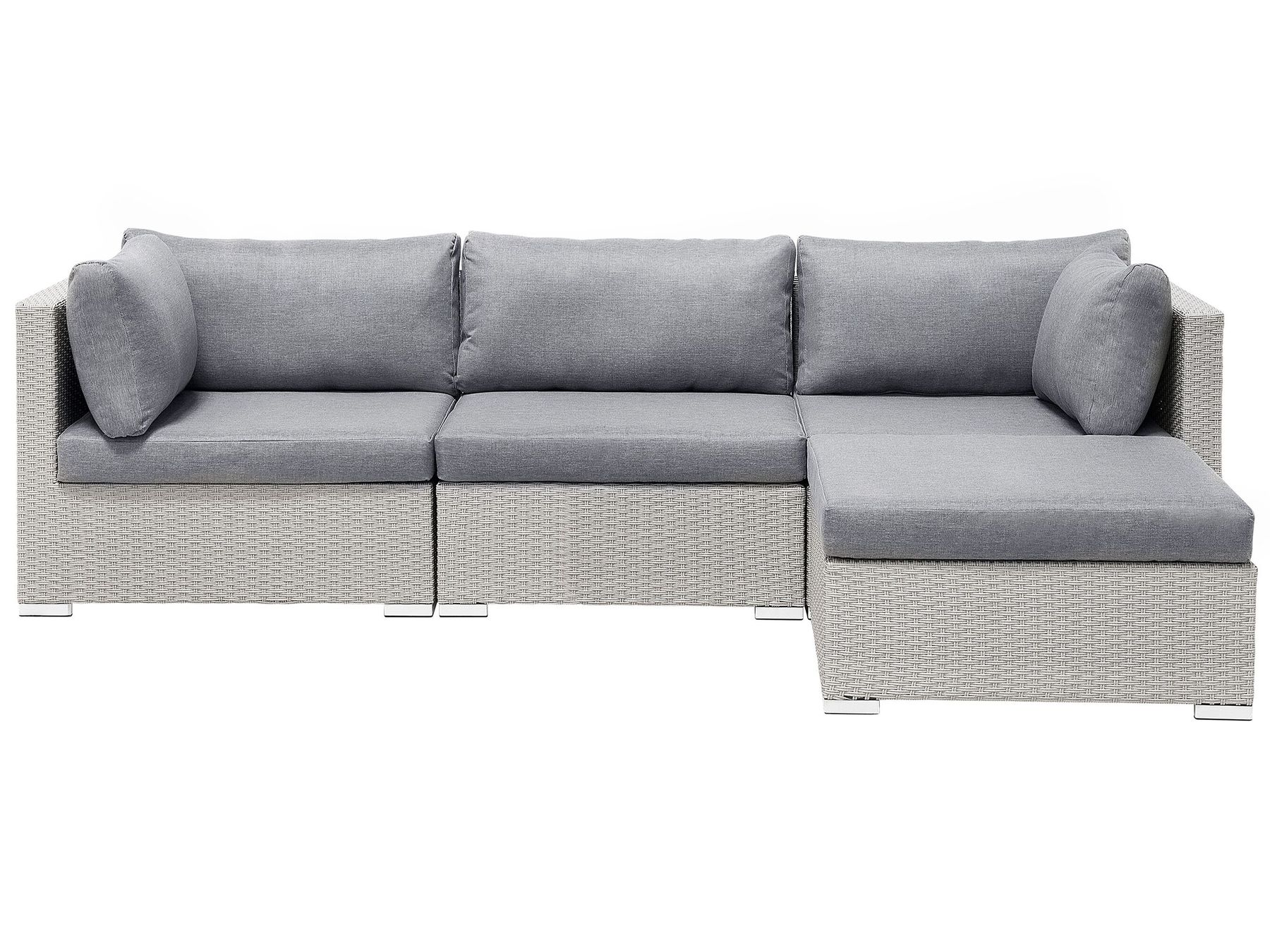 Garden Corner Sofa with Table 4 Seater SANO II Right Hand Modular PE Rattan Light Grey
