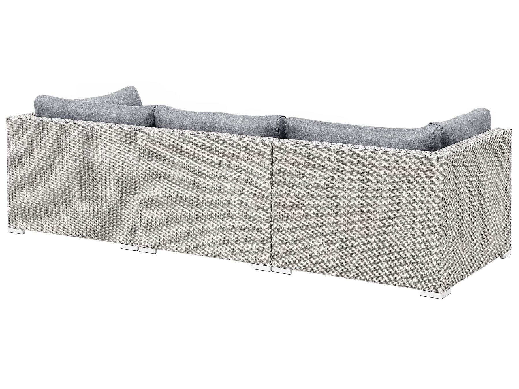 Garden Corner Sofa with Table 4 Seater SANO II Right Hand Modular PE Rattan Light Grey