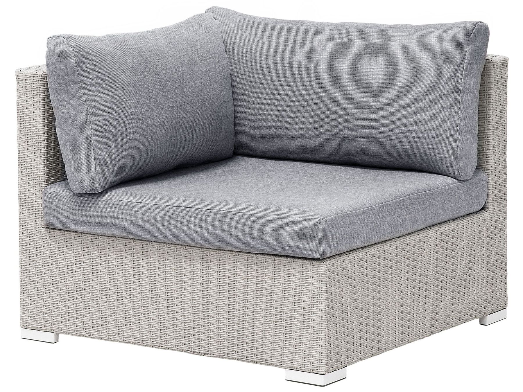 Garden Corner Sofa with Table 4 Seater SANO II Right Hand Modular PE Rattan Light Grey
