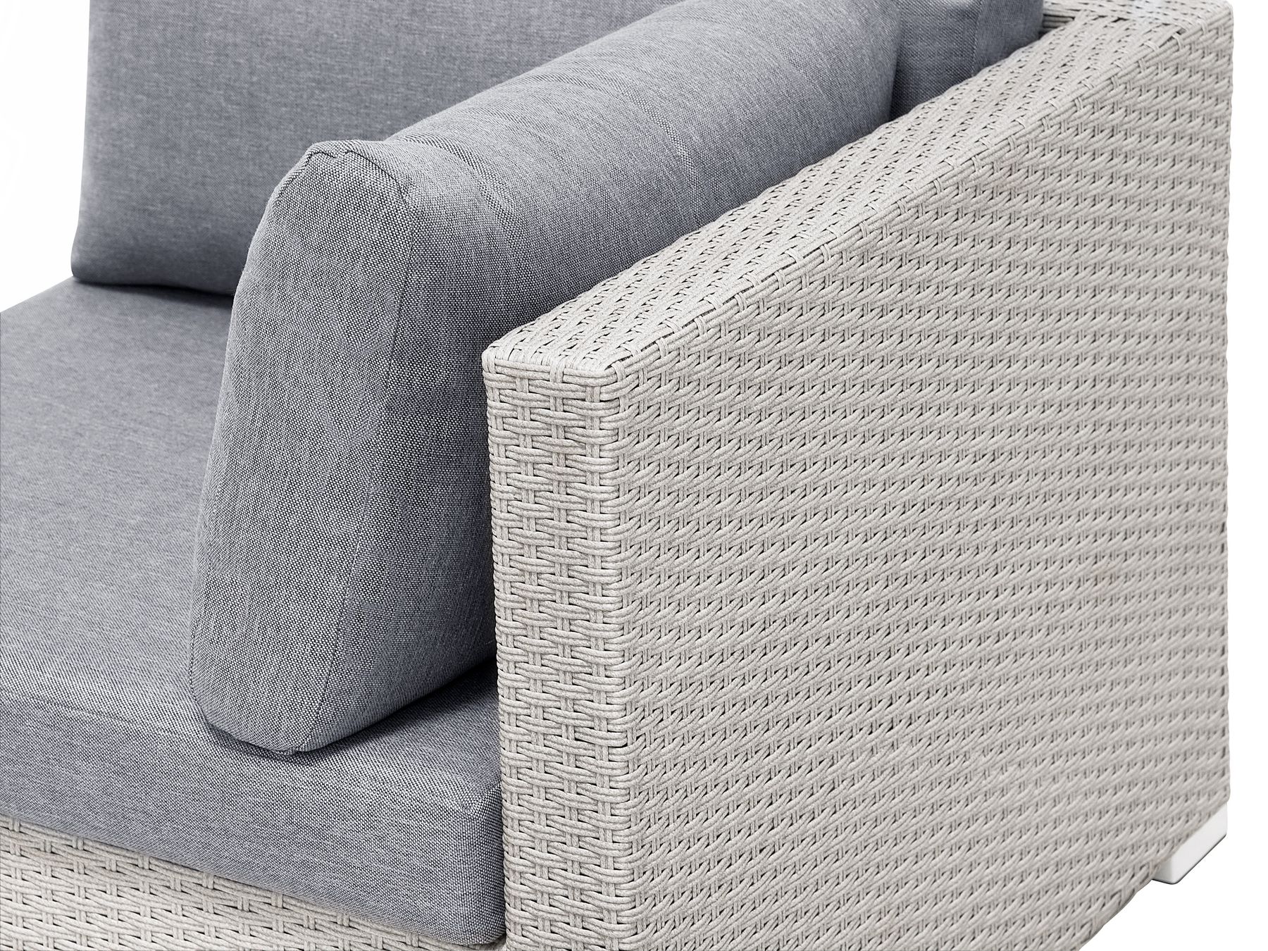 Garden Corner Sofa with Table 4 Seater SANO II Right Hand Modular PE Rattan Light Grey