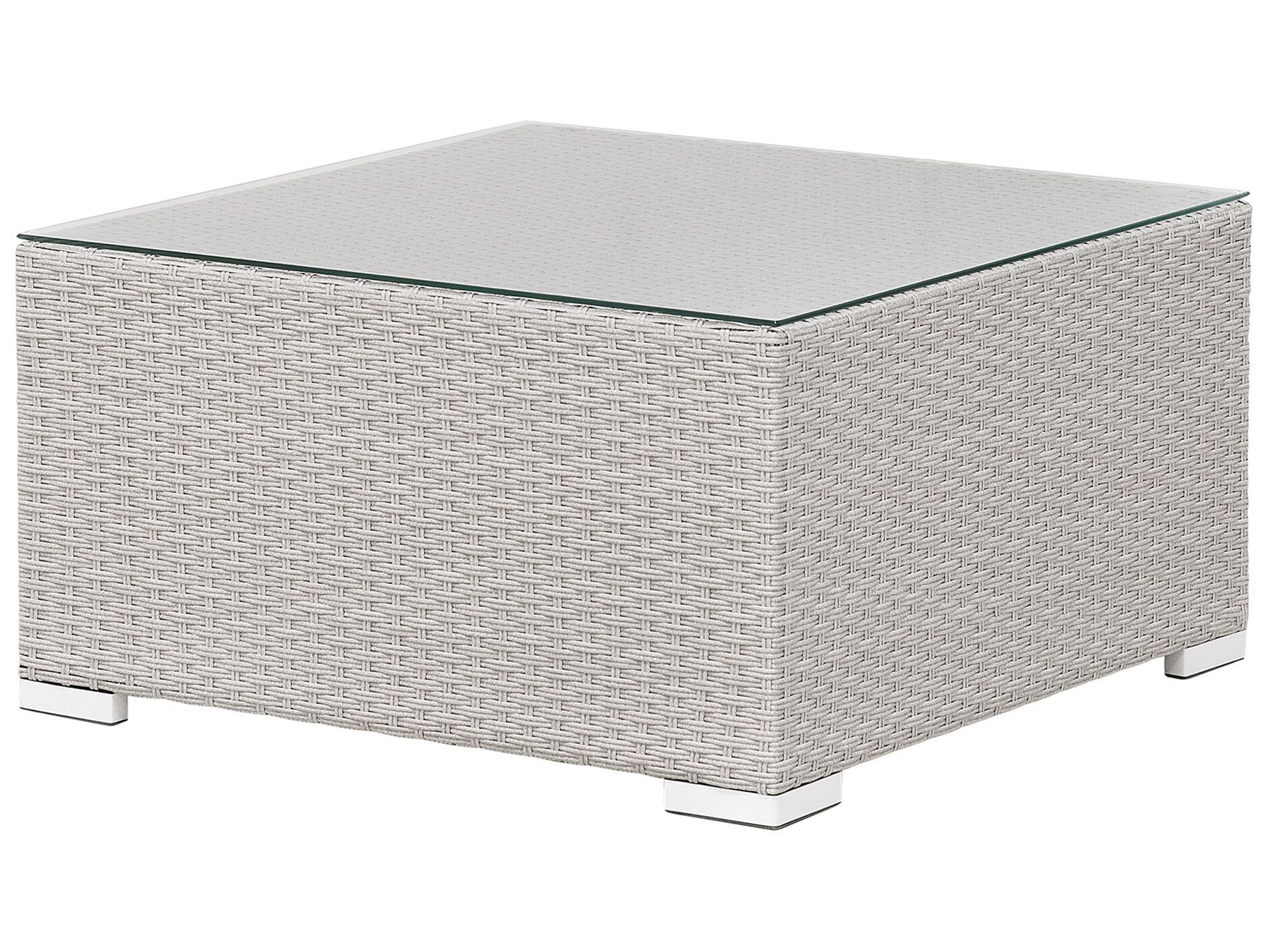 Garden Corner Sofa with Table 4 Seater SANO II Right Hand Modular PE Rattan Light Grey