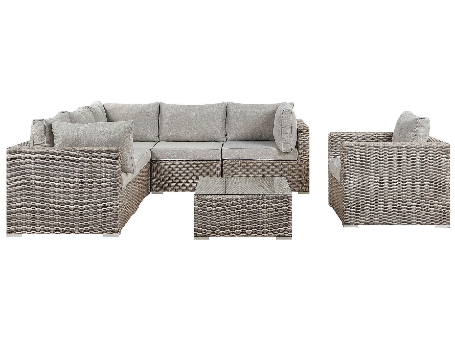 Garden Lounge Set with Table 6 Seater CONTARE Right Hand Modular PE Rattan Taupe