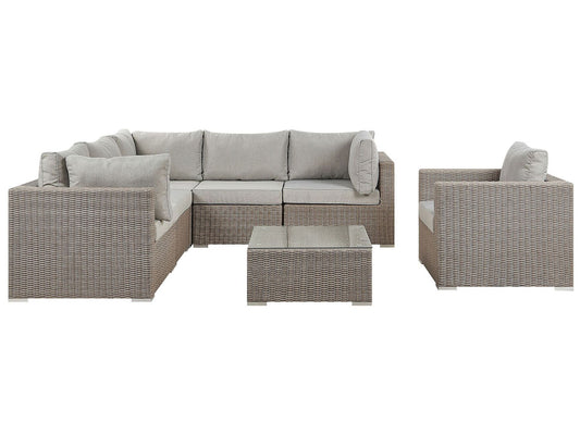 Garden Lounge Set with Table 6 Seater CONTARE Right Hand Modular PE Rattan Taupe