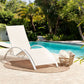 Steel Folding Garden Sun Lounger Beige GAETA