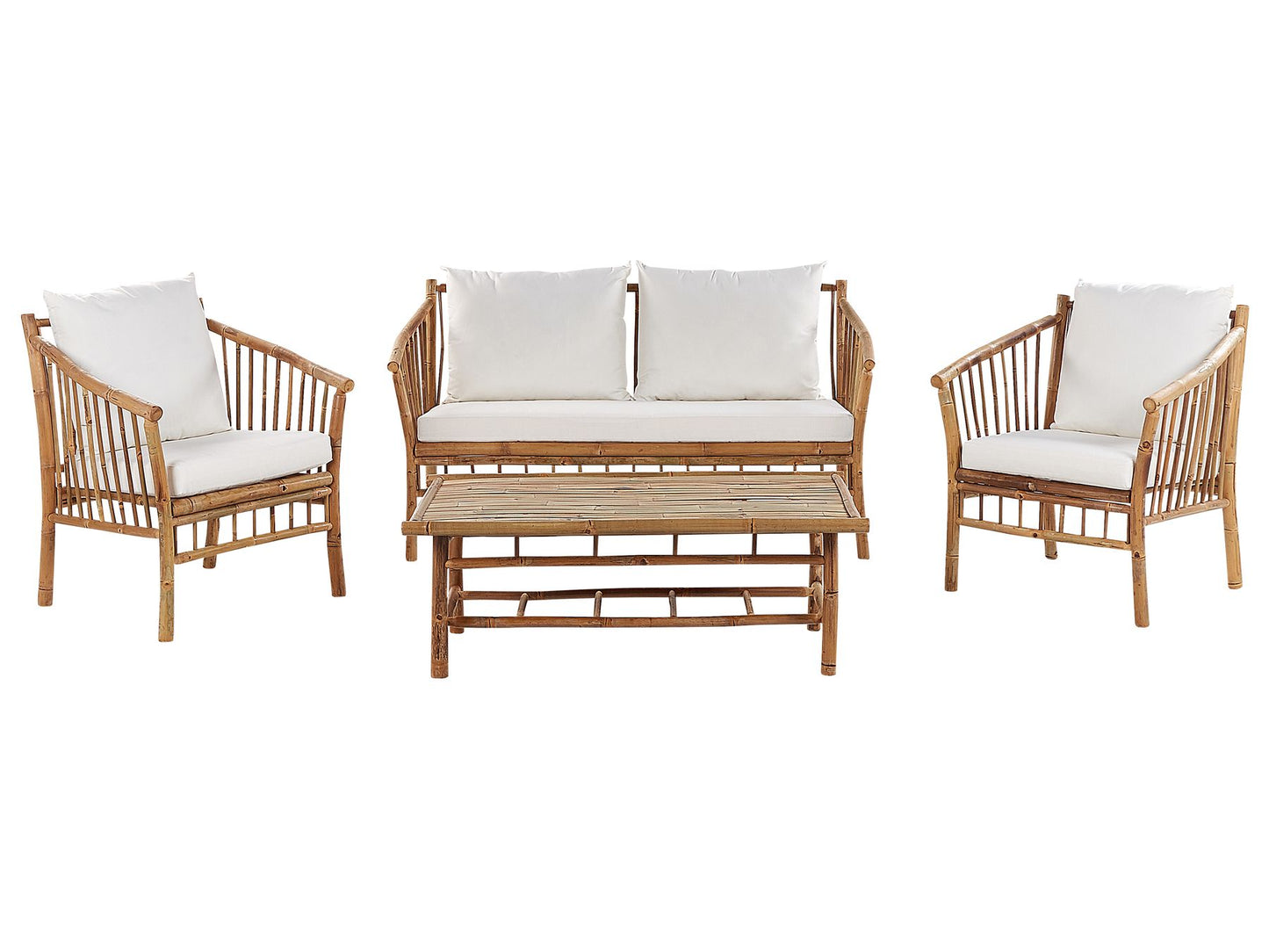 Garden Lounge Set with Table 4 Seater MAGGIORE Bamboo Wood Light Brown