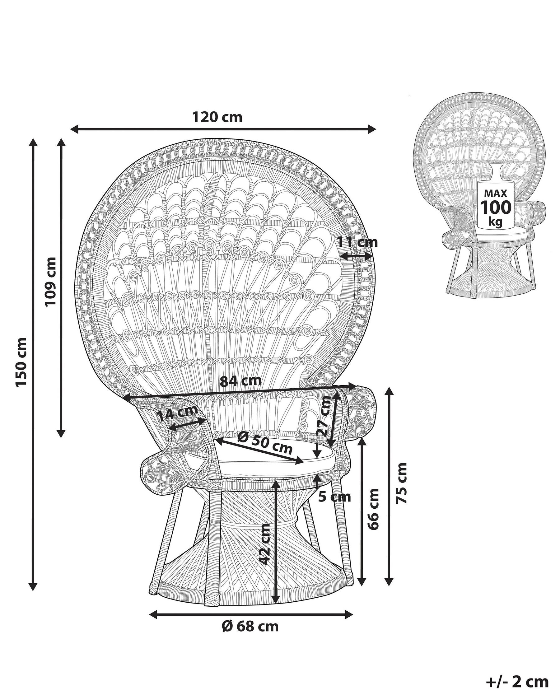 Peacock Chair EMMANUELLE Rattan White