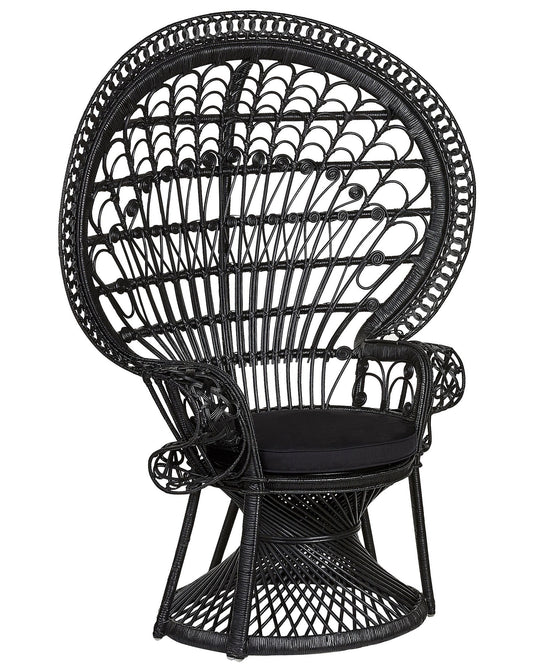 Peacock Chair EMMANUELLE Rattan Black