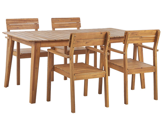 Garden Dining Set 4 Seater FORNELLI Acacia Wood Brown