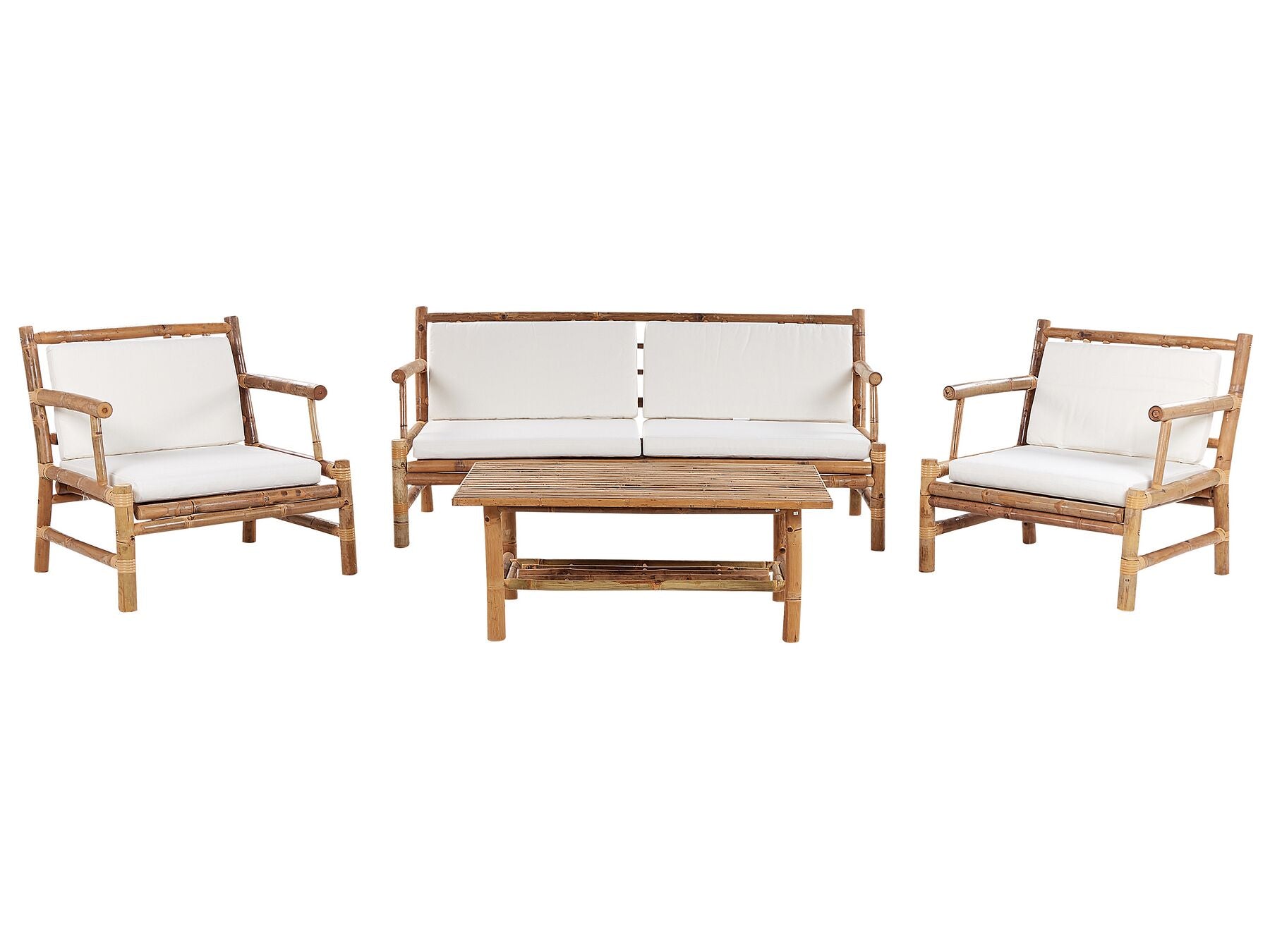 Garden Lounge Set with Table 4 Seater RICCIONE Bamboo Wood Light Brown