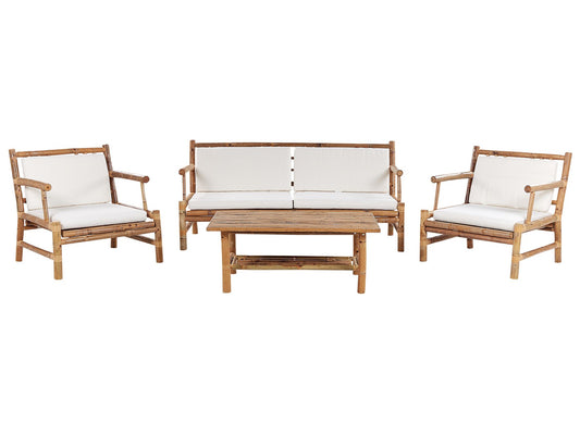 Garden Lounge Set with Table 4 Seater RICCIONE Bamboo Wood Light Brown