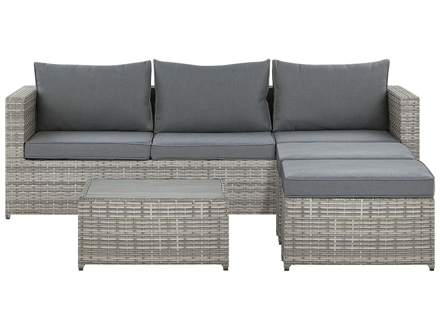 Garden Corner Sofa with Table 5 Seater SABBIA Right Hand Modular PE Rattan Light Grey