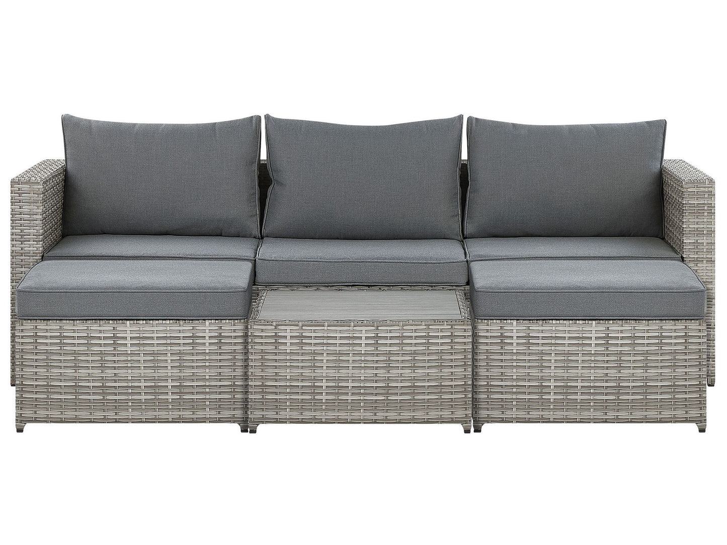 Garden Corner Sofa with Table 5 Seater SABBIA Right Hand Modular PE Rattan Light Grey