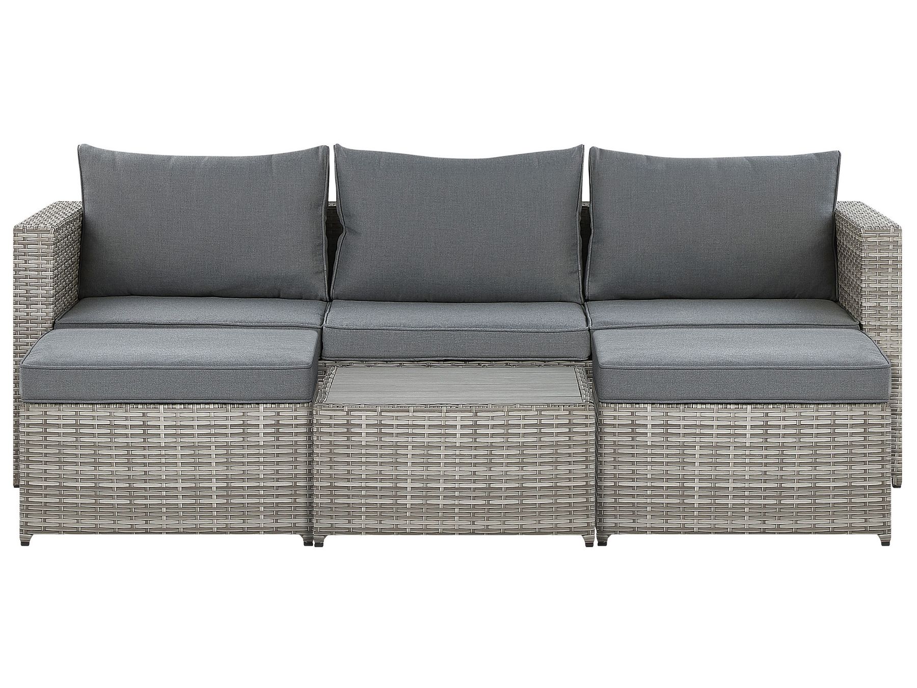 Garden Corner Sofa with Table 5 Seater SABBIA Right Hand Modular PE Rattan Light Grey