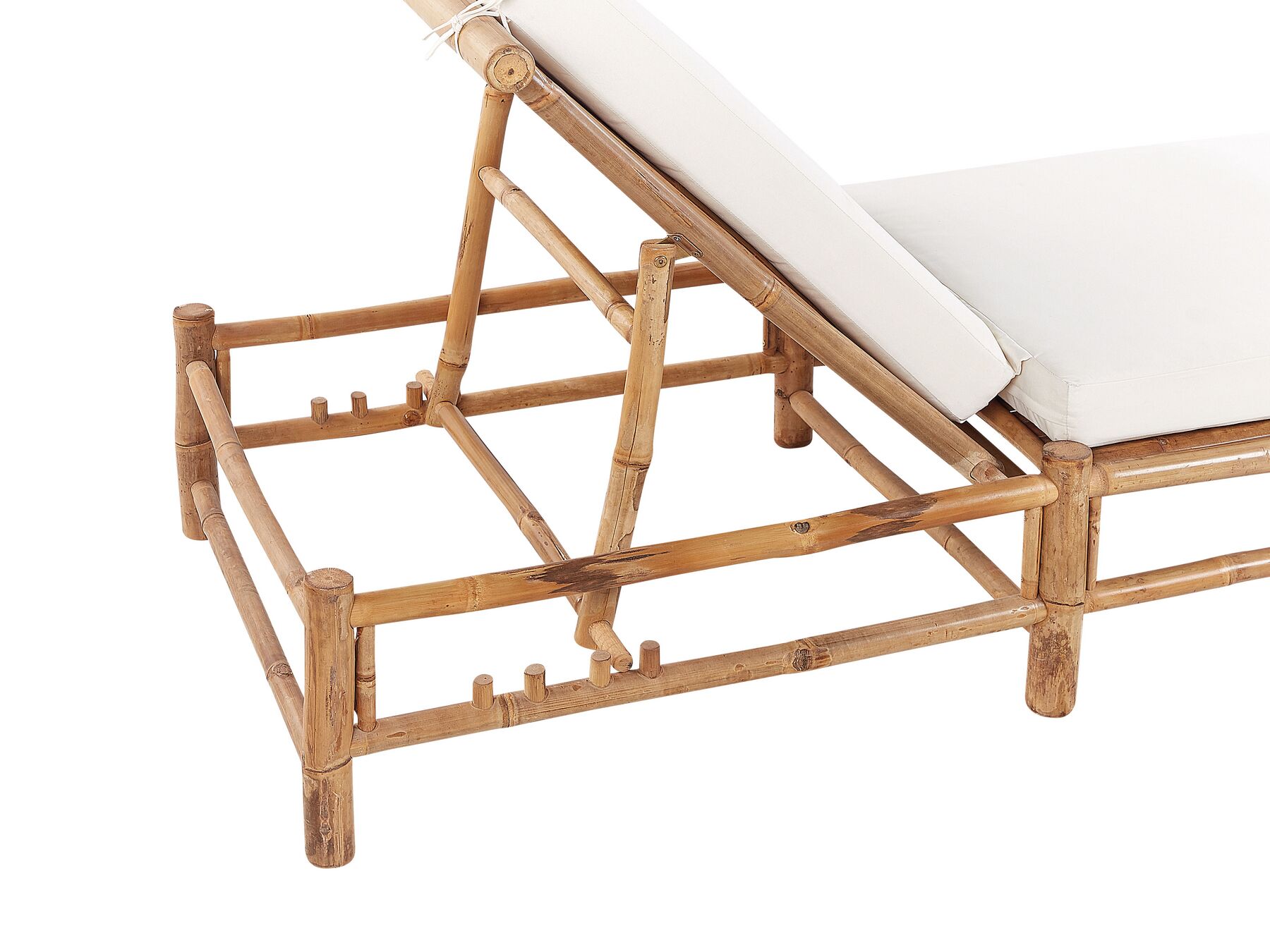 Sun Lounger with Cushion LIGURE Reclining Bamboo Wood Brown