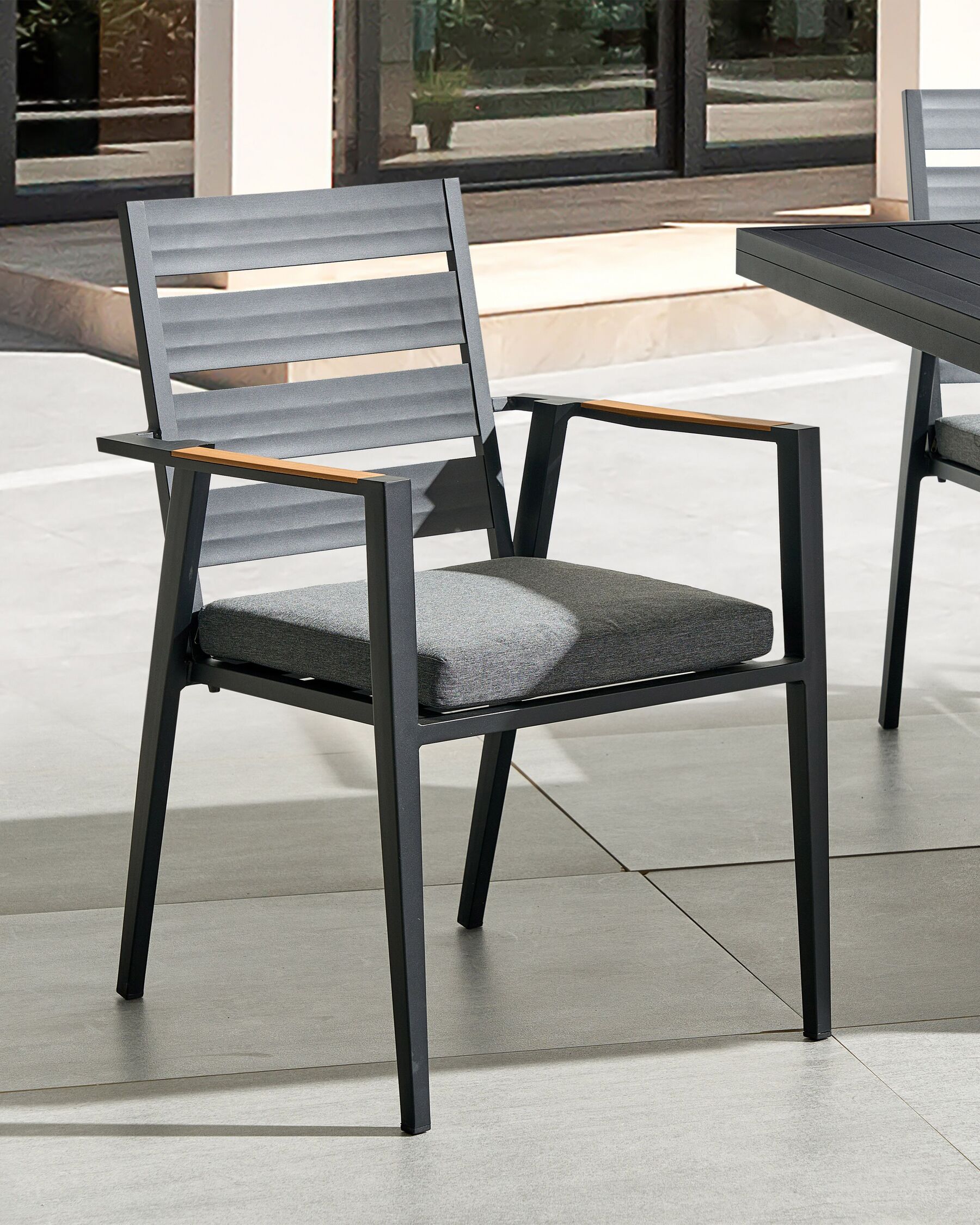 Set of 4 Garden Chairs with Cushions TAVIANO Metal Black