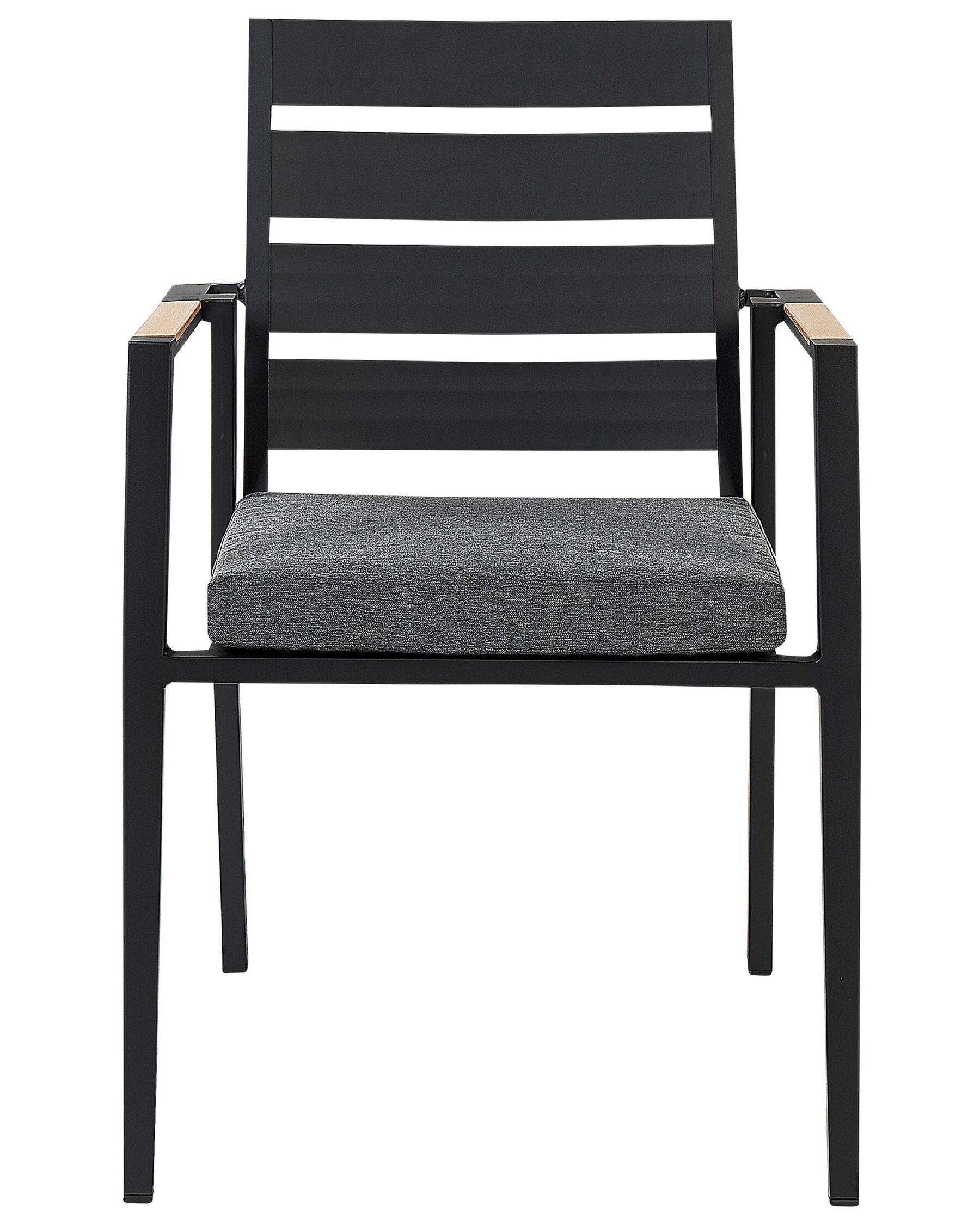 Set of 4 Garden Chairs with Cushions TAVIANO Metal Black