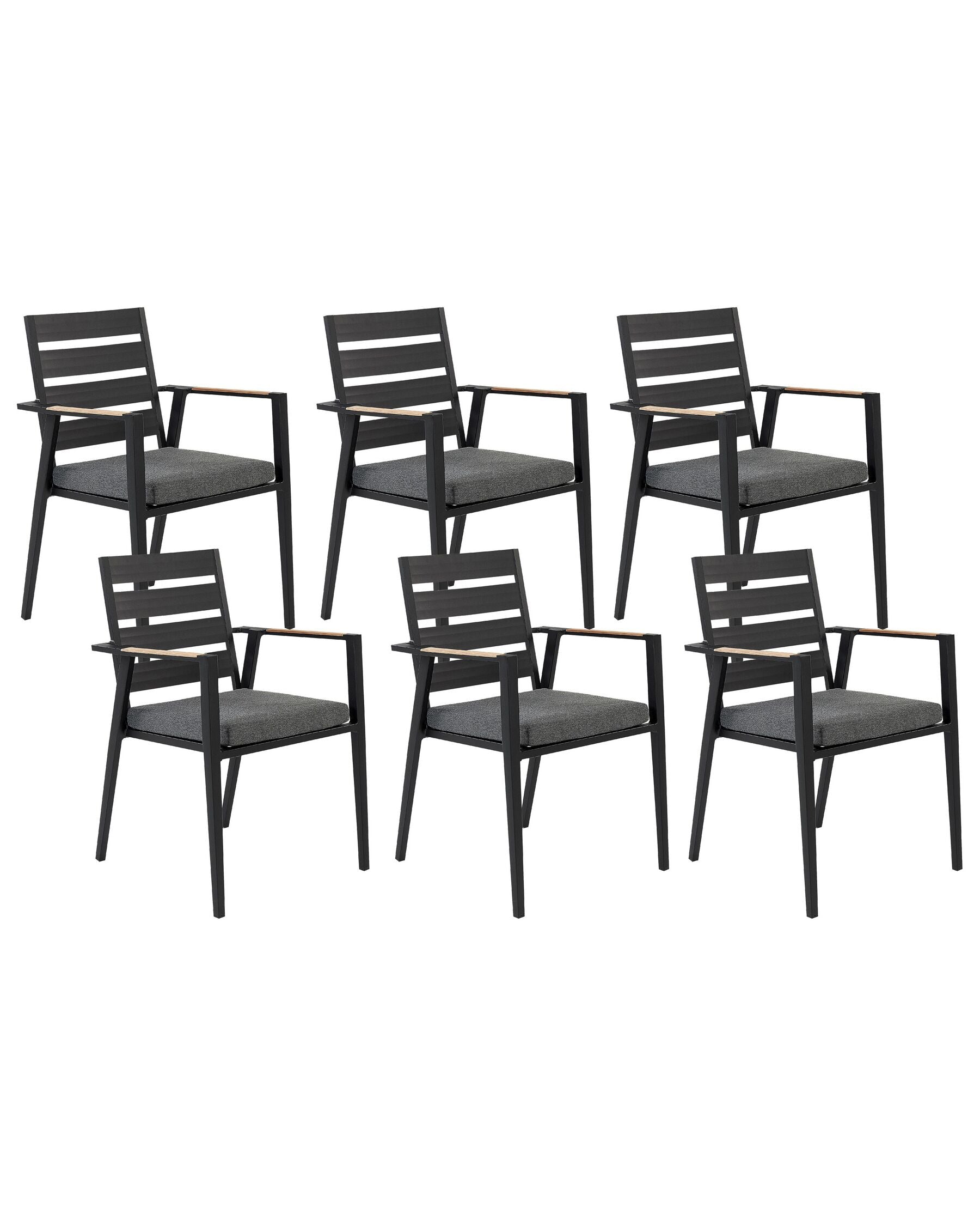 Set of 6 Garden Chairs with Cushions TAVIANO Metal Black