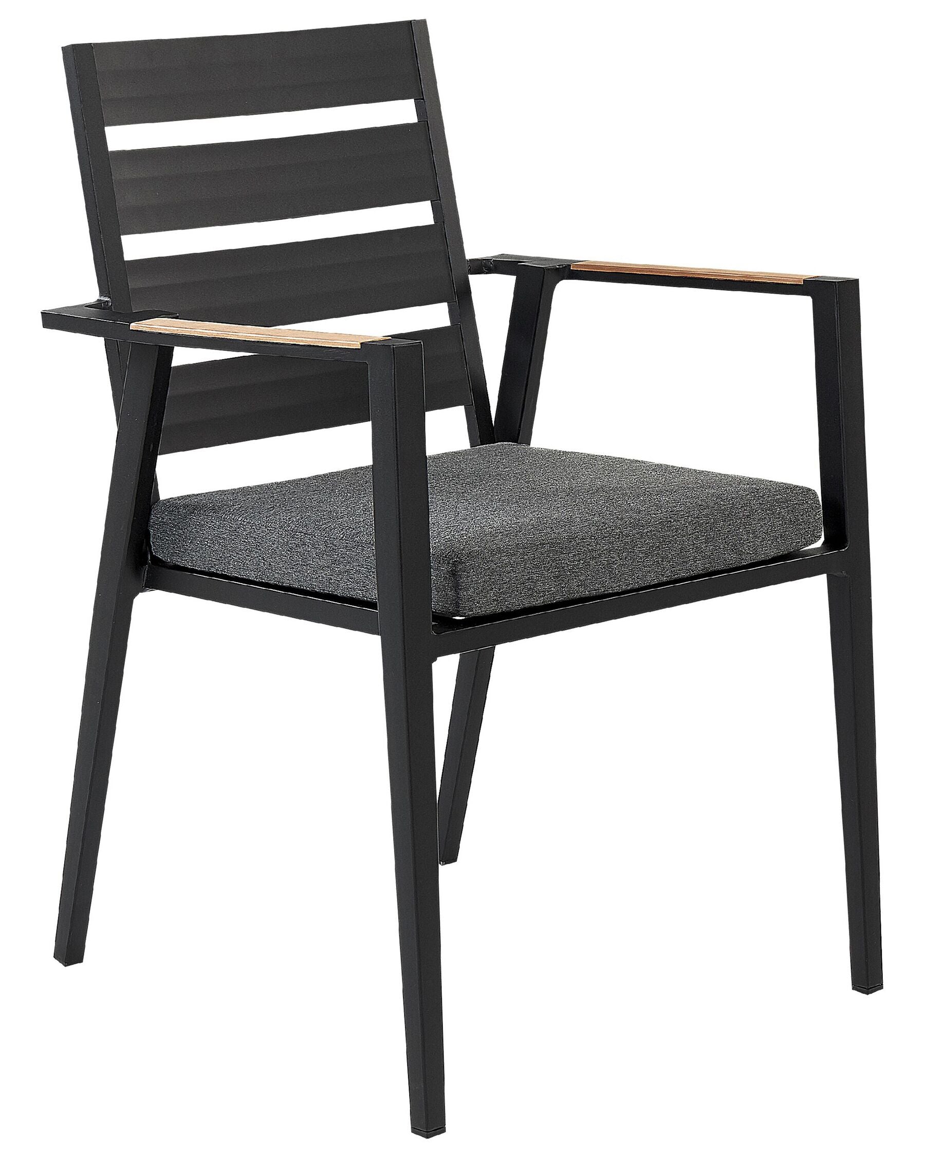 Set of 6 Garden Chairs with Cushions TAVIANO Metal Black