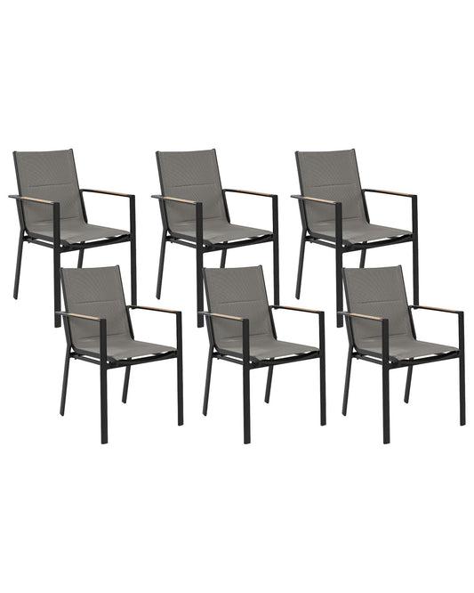 Set of 6 Garden Chairs BUSSETO Metal Black