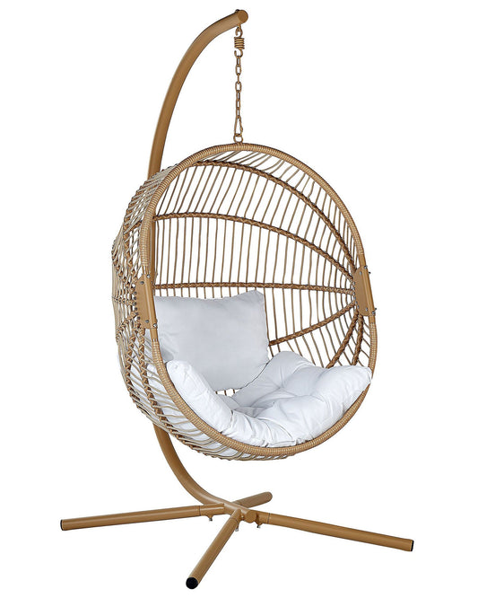Hanging Chair with Stand Rattan Beige