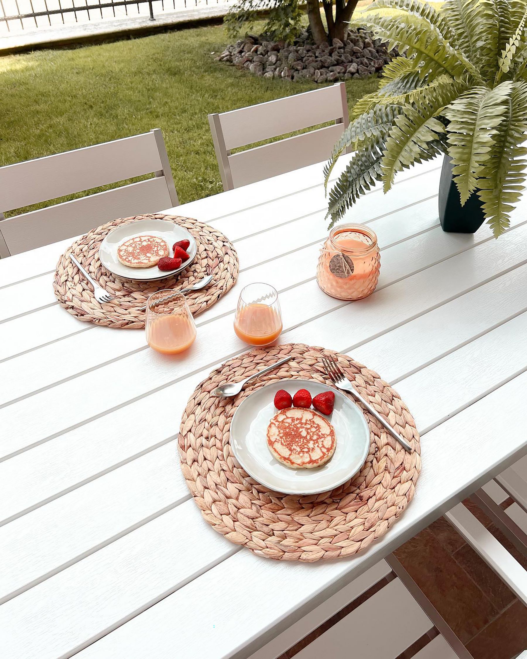 Garden Dining Set 6 Seater VERNIO White