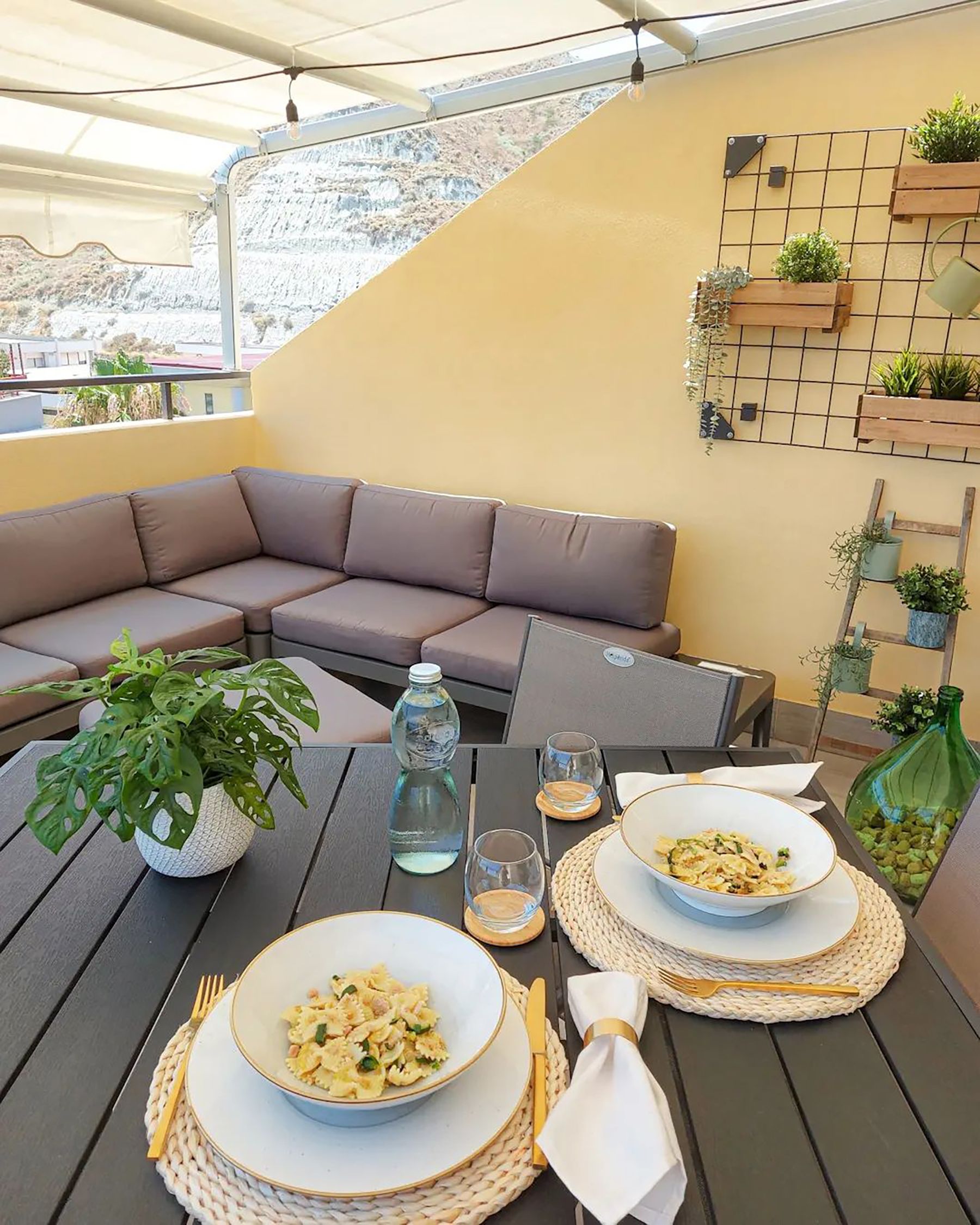 Garden Corner Sofa with Ottoman 5 Seater FERENTINO Modular Metal Grey