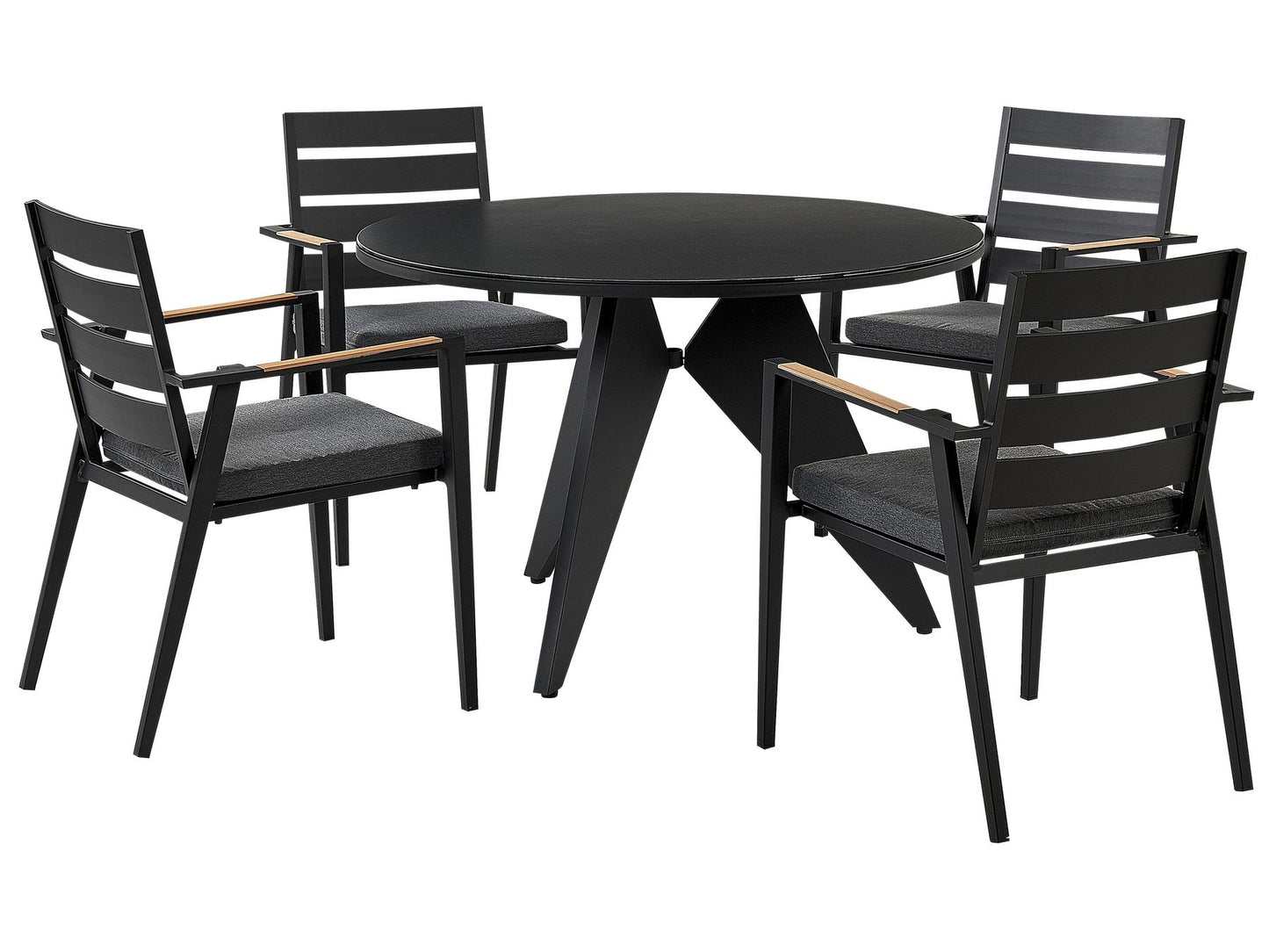 Garden Dining Set 4 Seater OLMETTO/TAVIANO with Cushions Metal Black
