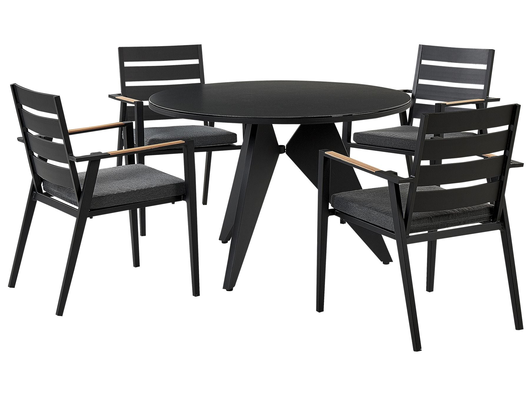 Garden Dining Set 4 Seater OLMETTO/TAVIANO with Cushions Metal Black