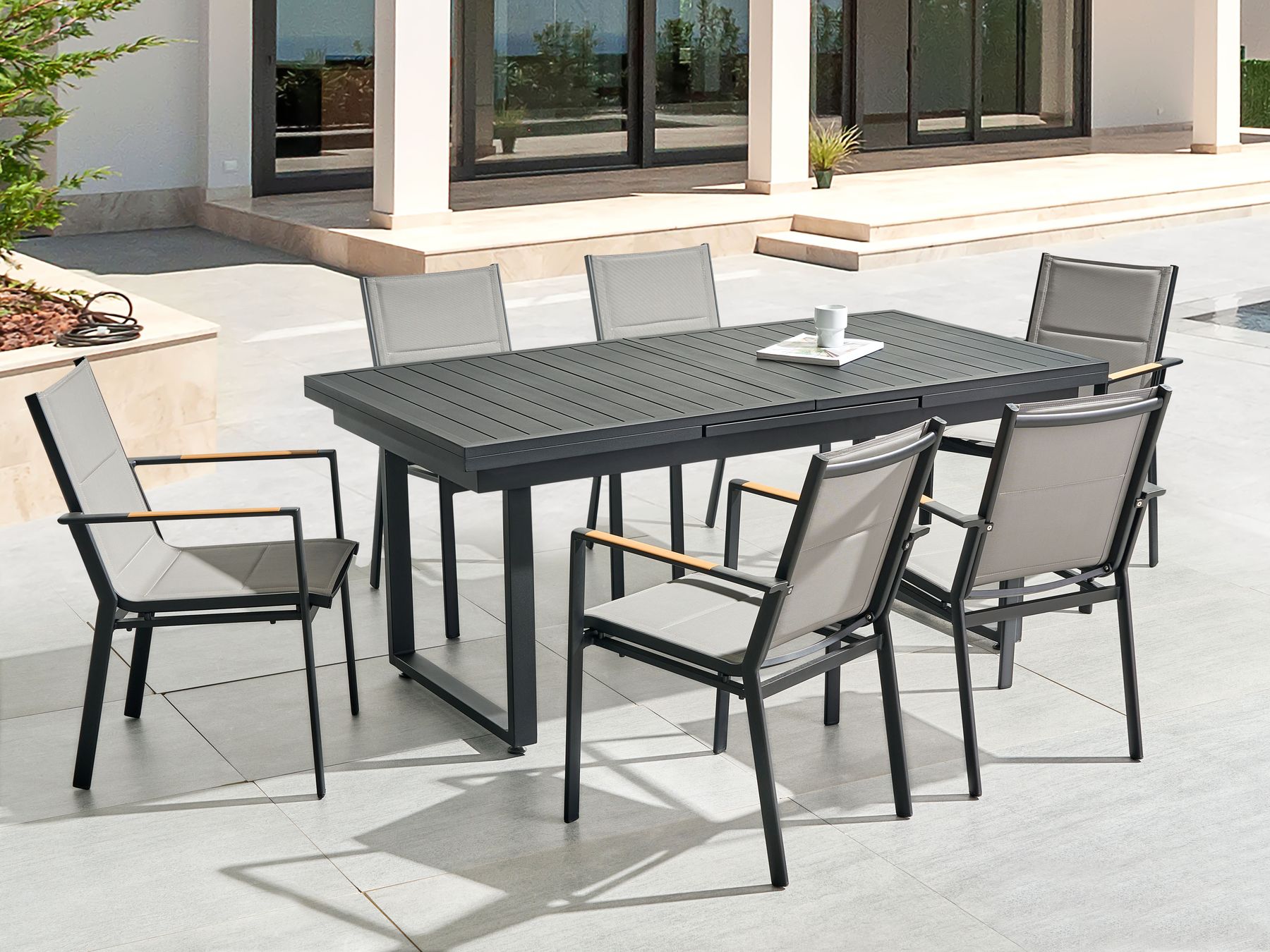 Garden Dining Set 6 Seater VALCANETTO/BUSSETO Metal Black