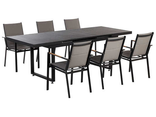 Garden Dining Set 6 Seater VALCANETTO/BUSSETO Metal Black