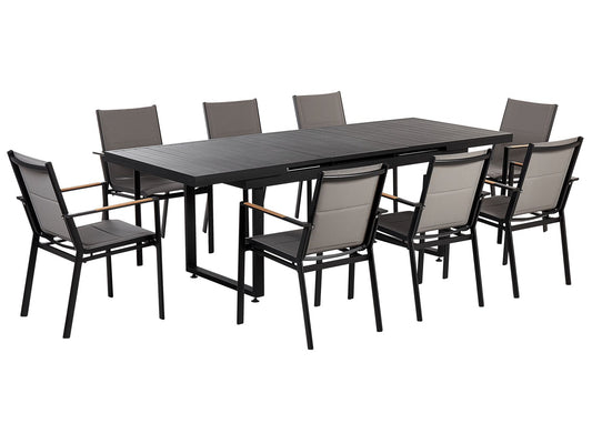 Garden Dining Set 8 Seater VALCANETTO/BUSSETO Metal Black