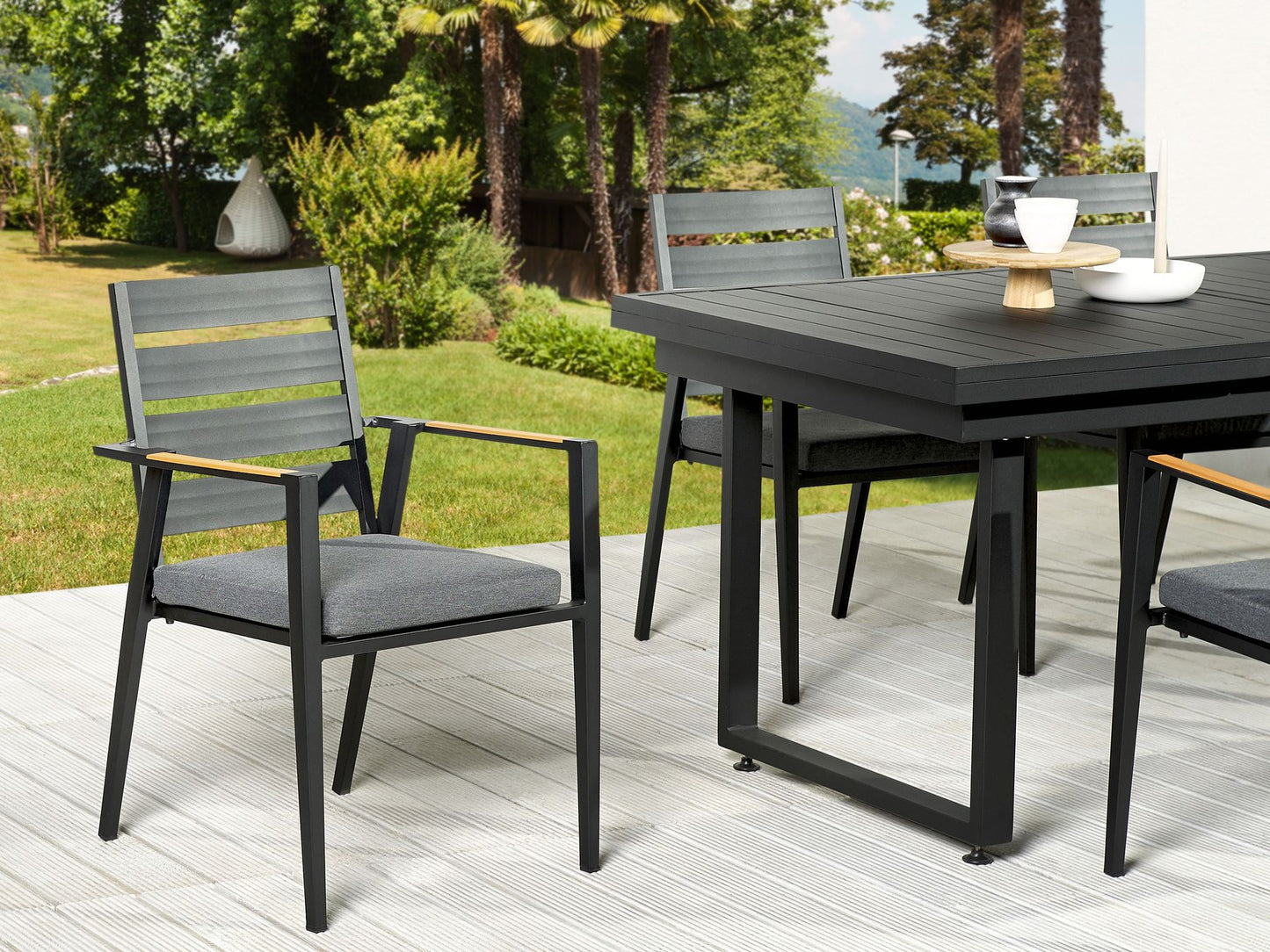 Garden Dining Set 8 Seater VALCANETTO/TAVIANO with Cushions Metal Black