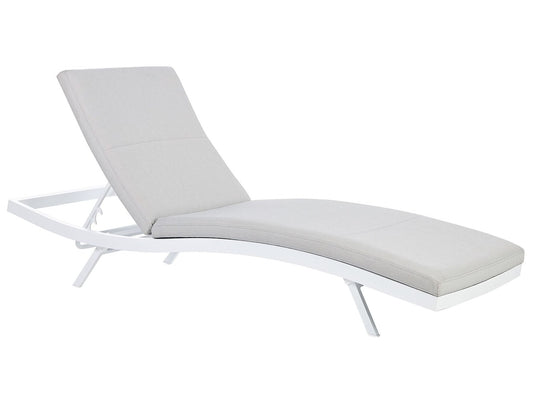 Fabric Reclining Sun Lounger Light Grey AMELIA