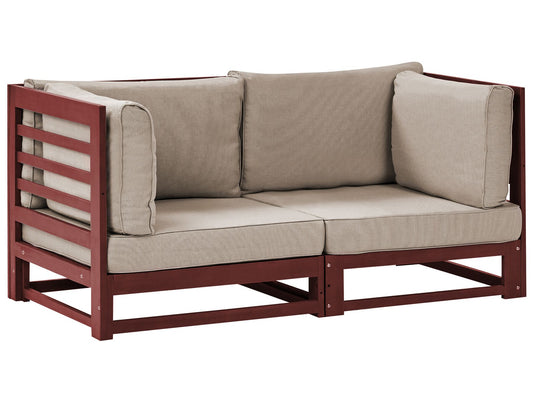Garden Sofa 2 Seater TRANI Modular Certified Acacia Wood Dark Red