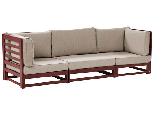 Garden Sofa 3 Seater TRANI Modular Certified Acacia Wood Dark Red