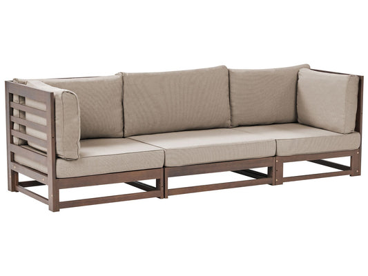 Garden Sofa 3 Seater TRANI Modular Certified Acacia Wood Dark Brown