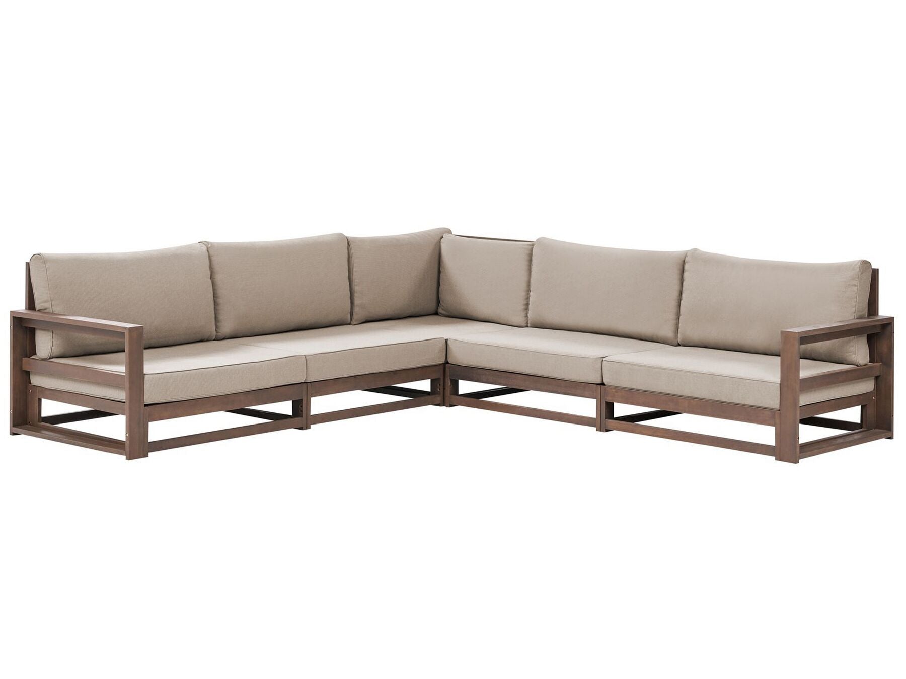 Garden Corner Sofa with Table 5 Seater TIMOR Modular Certified Acacia Wood Dark Brown