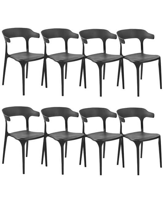 Set of 8 Dining Chairs GUBBIO Black