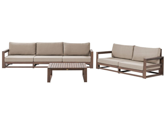 Garden Lounge Set with Table 5 Seater TIMOR Modular Certified Acacia Wood Dark Brown