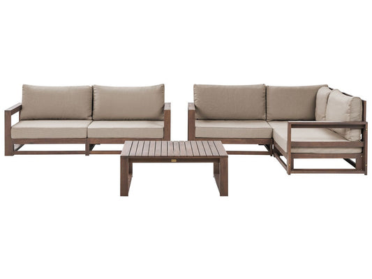 Garden Lounge Set with Table 4 Seater TIMOR Modular Certified Acacia Wood Dark Brown