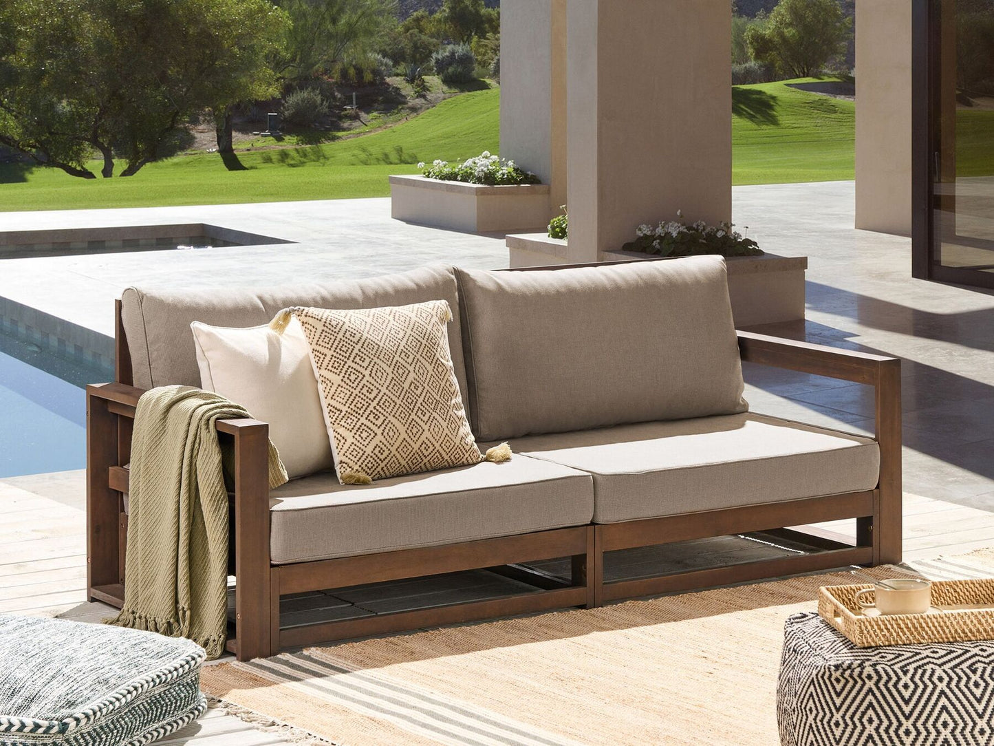 Garden Sofa 2 Seater TIMOR Modular Certified Acacia Wood Dark Brown