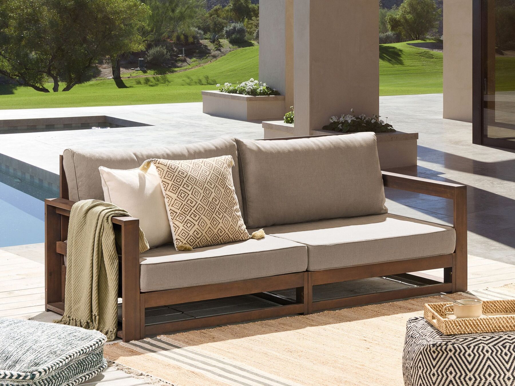Garden Sofa 2 Seater TIMOR Modular Certified Acacia Wood Dark Brown
