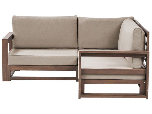 Garden Corner Sofa 2 Seater TIMOR Modular Certified Acacia Wood Dark Brown