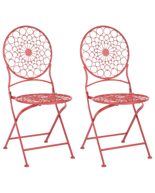 Set of 2 Garden Chairs SCARIO Metal Red