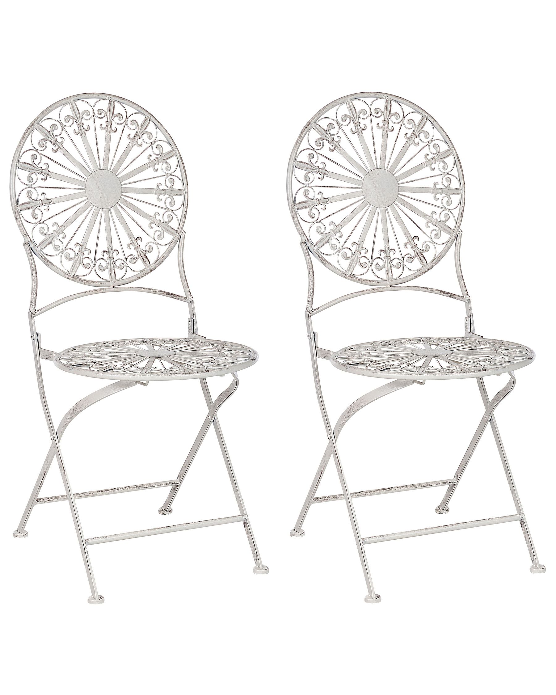 Set of 2 Garden Chairs SCAFA Metal White