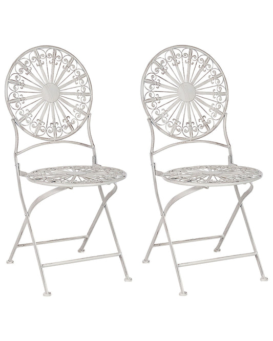 Set of 2 Garden Chairs SCAFA Metal White