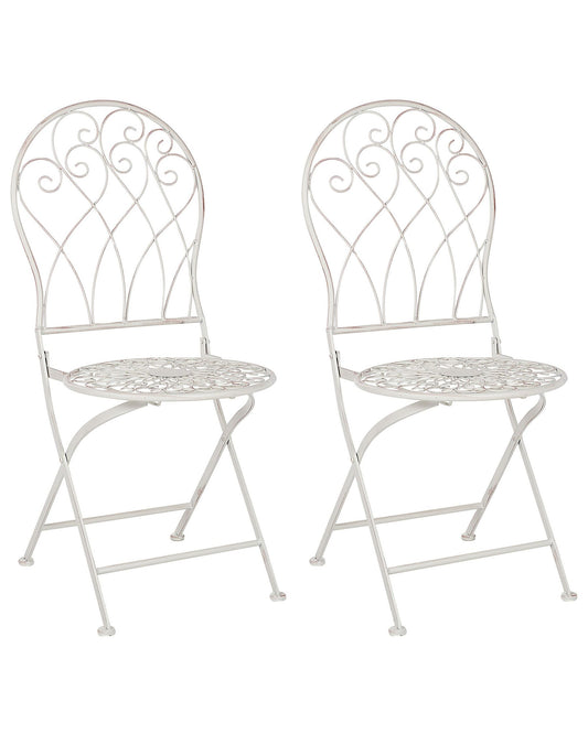 Set of 2 Garden Chairs STIFFE Metal White
